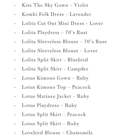 🌿 Spell and the Gypsy List of Copied Garments - Picture 6 of 8